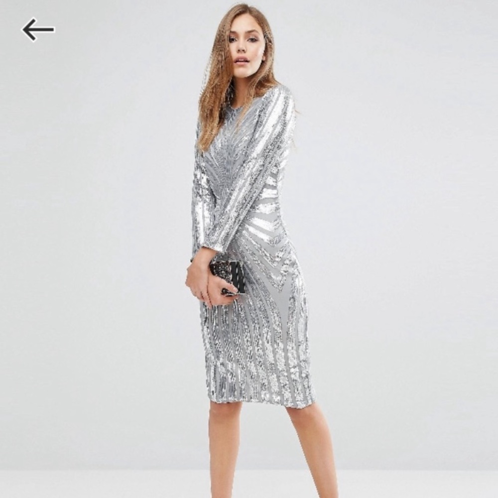 Asos club long sleeves sequin mini dress